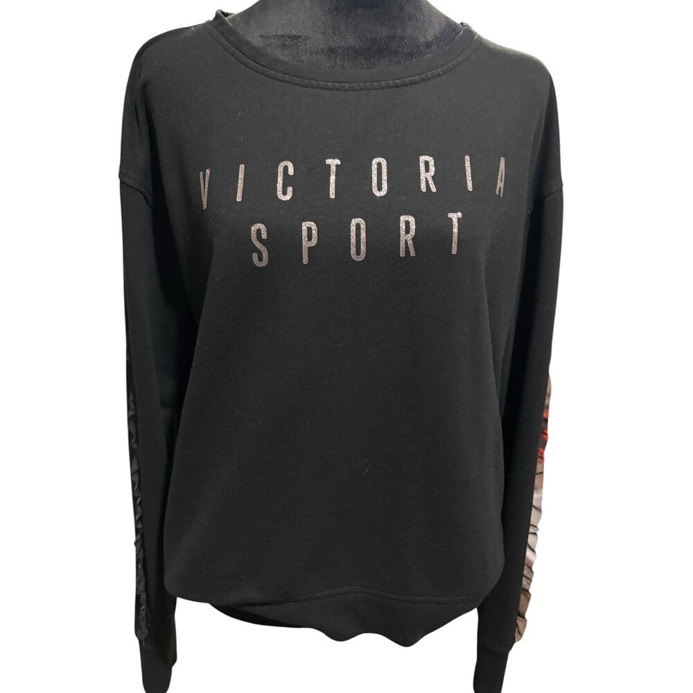 Victoria Sport Black Sweatshirt w/ Ruffle Sleeves – Size M – EUC